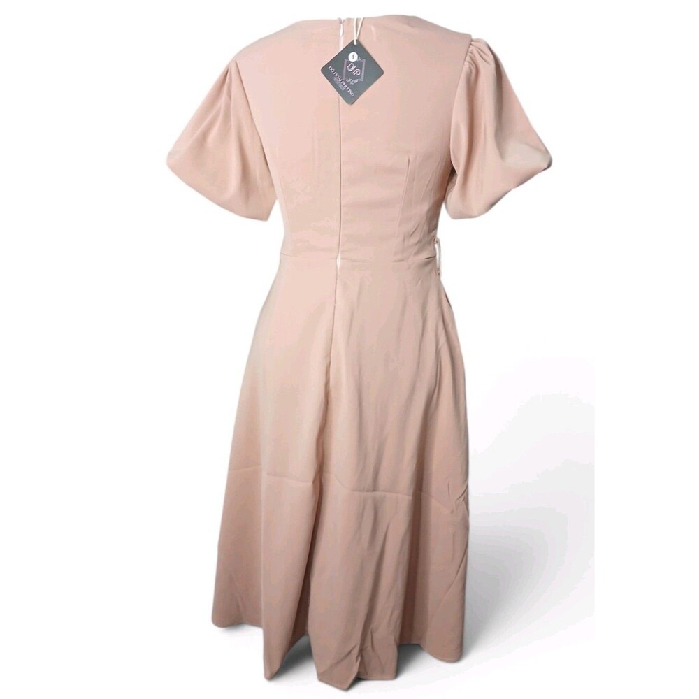 DHP Blush Pink Midi Dress Women's S Short Sleeve Fit & Flare New With Tags - Picture 4 of 9